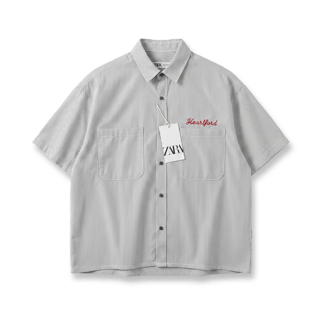 Striped boxy fit shirt grey
