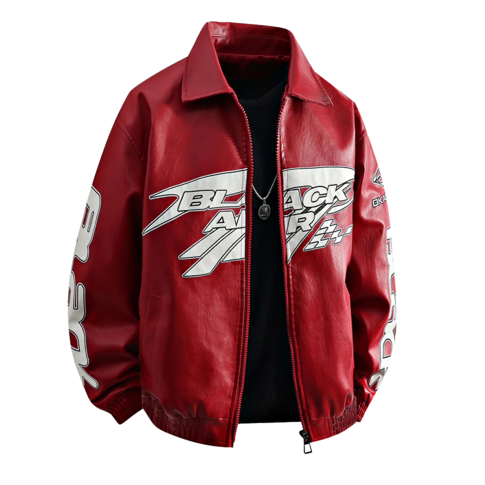 Black Air Red Leather Racing Jacket